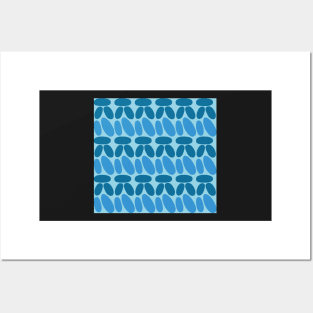 Faux crochet pattern in dark and light blue tones Posters and Art